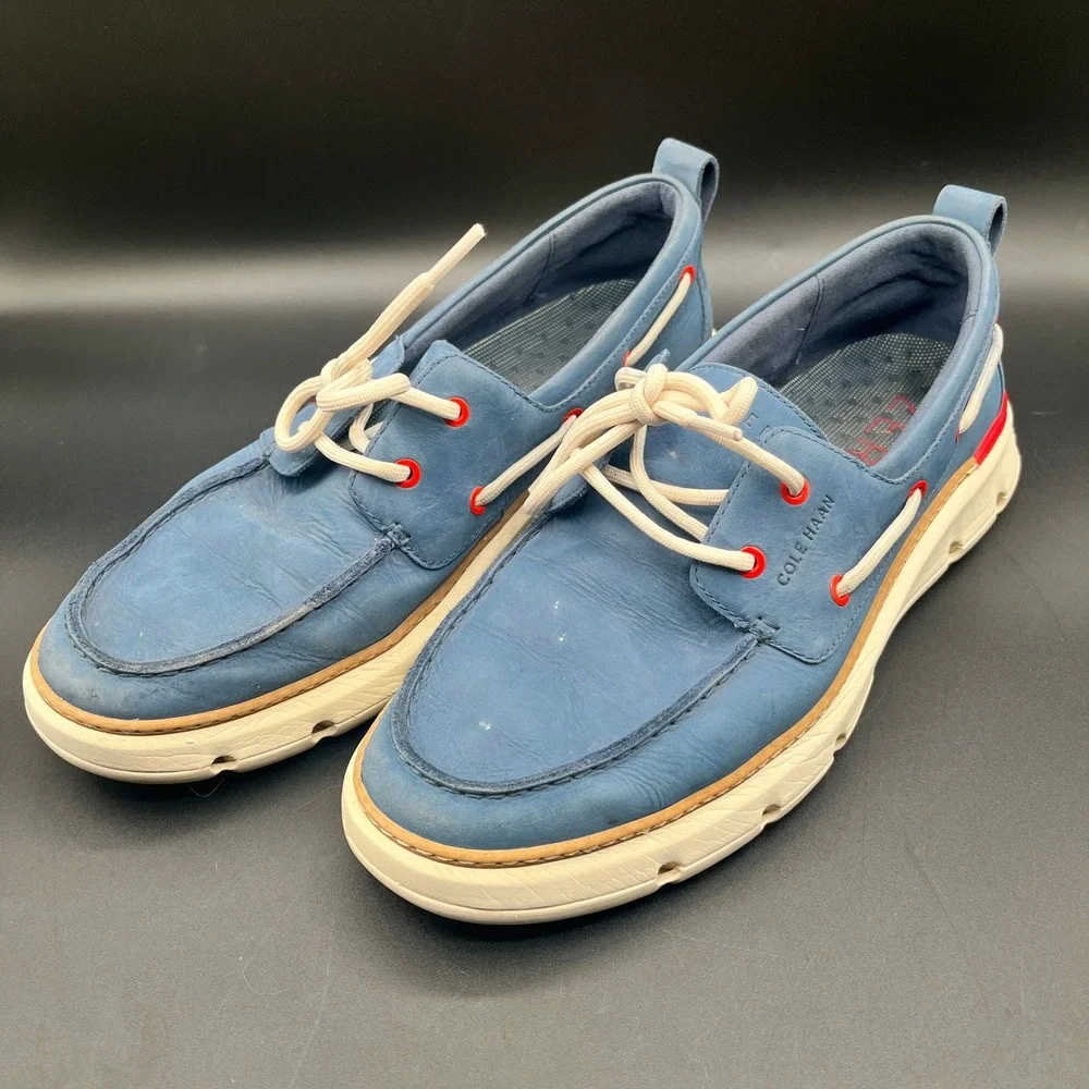 Cole Haan GrandPro 2-Eye Boat Shoes Blue Leather Mens‎ Size 11B W28991 Casual